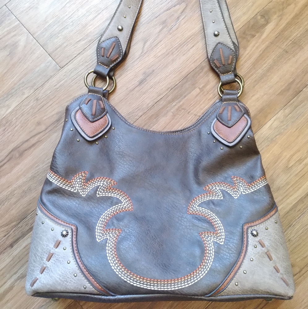 Justin brown leather shoulder bag